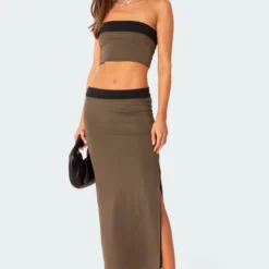 Rissa Reversible Low Rise Slitted Maxi Skirt