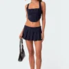 Pinstripe Low Rise Pleated Micro Skort