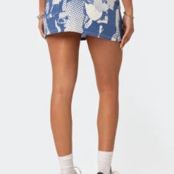 Face It Low Rise Printed Denim Mini Skirt -Default Template 2 Edikted lookbook 03 09 2323772