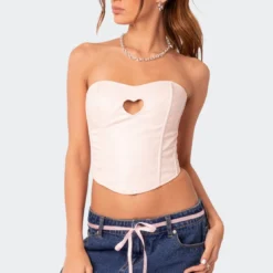 Heartthrob Faux Leather Lace Up Corset