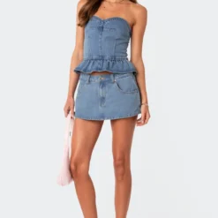 Echo Peplum Denim Corset