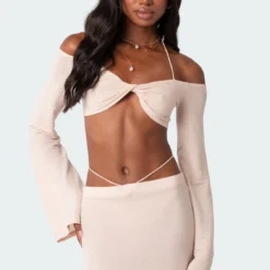 Celeste Off Shoulder Twist Crop Top