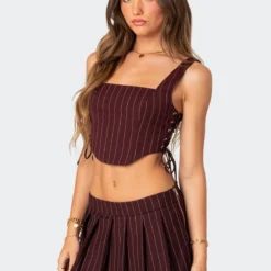 Pinstripe Side Lace Up Corset -Default Template 2 Edikted lookbook 07 26 20235699