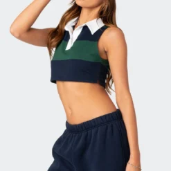 Country Club Collared Crop Top