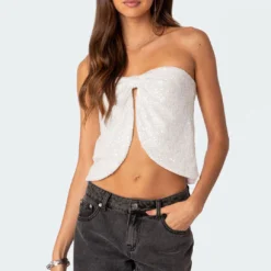 Siren Sequin Split Front Top