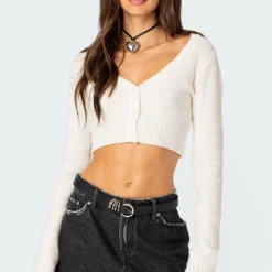 V Neck Cropped Cardigan