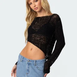 Sheer Loose Knit Asymmetric Top -Default Template 2 Edikted lookbook 09 06 202315062