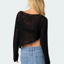 Sheer Loose Knit Asymmetric Top -Default Template 2 Edikted lookbook 09 06 202315111