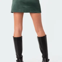 Daina Satin Slit Mini Skirt -Default Template 2 s12914 olive 4